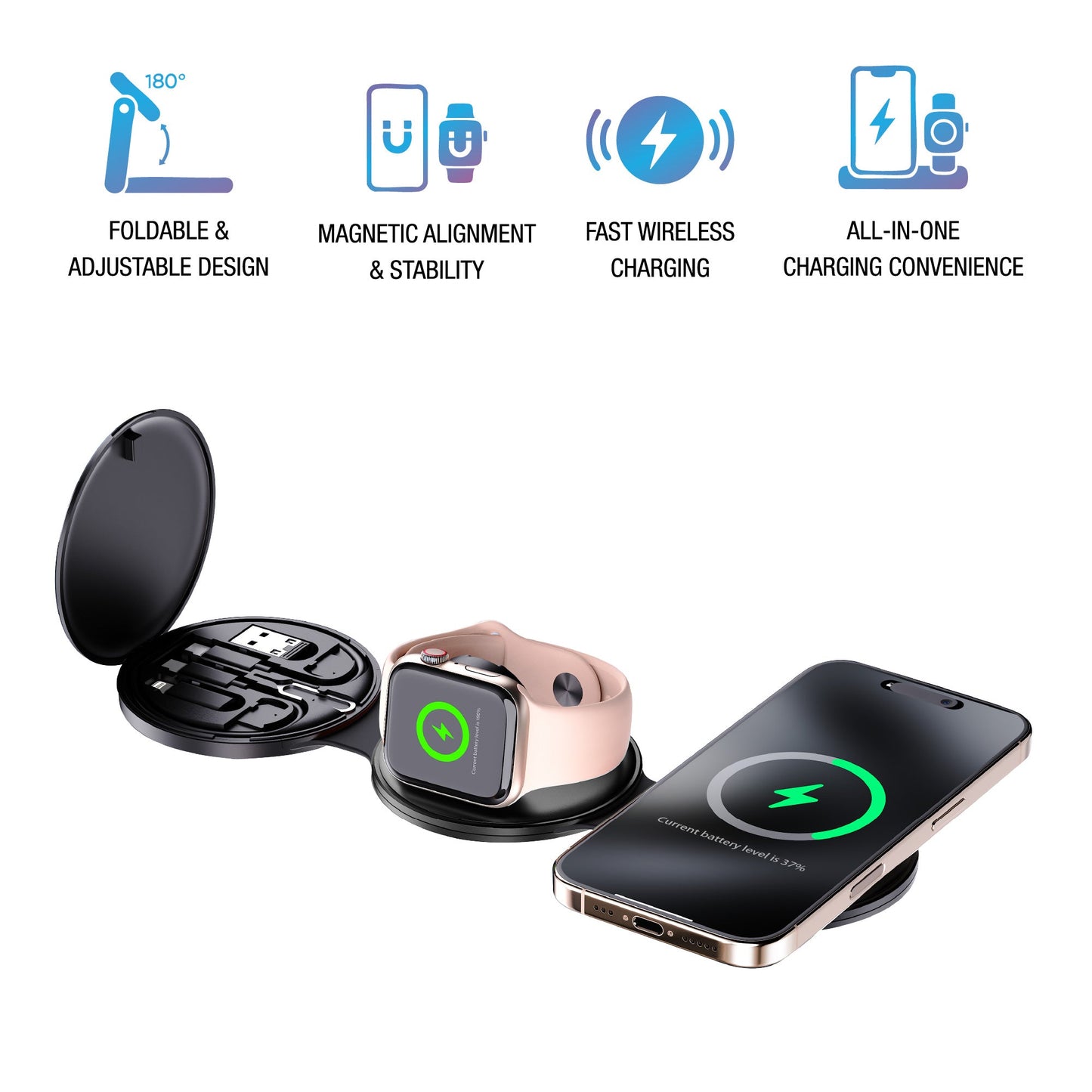 Complete Wireless Charging & Comfort Bundle – Sip & Charge Mug Warmer + 5-in-1 Folding Wireless Charging Station