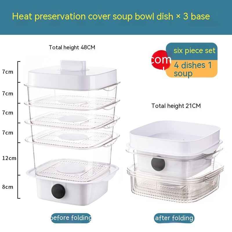 Multi-Layer Stackable Insulated Dish Cover | Temperature Display | 5 Sizes | Green & White | Kitchen Food Cover
