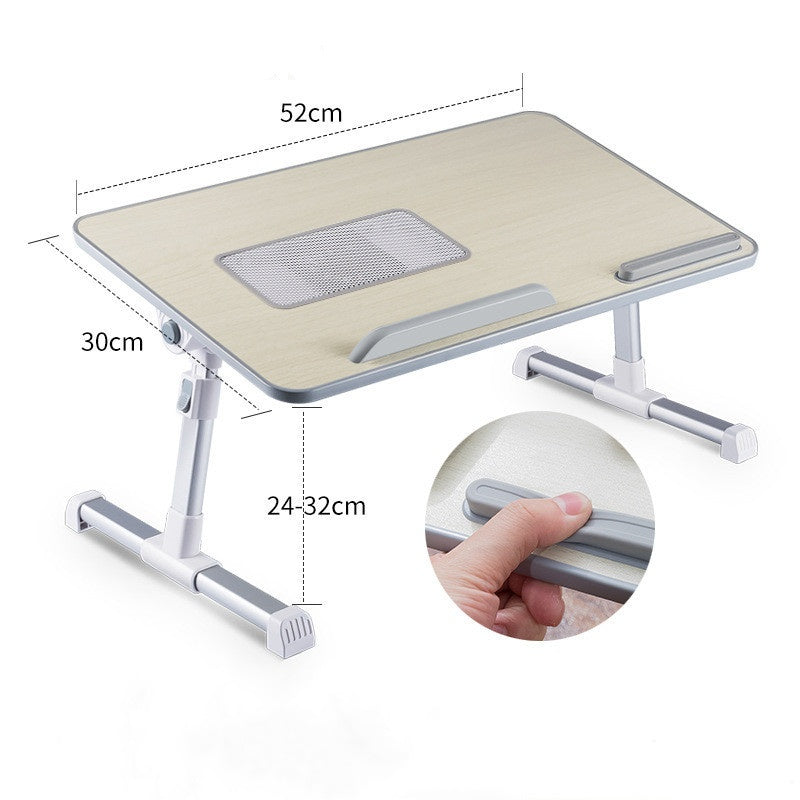 Foldable Adjustable Laptop Desk Stand & Lap Table | Height & Angle Adjustable | 52×30cm | Wood Panel | Home, Bed & Office