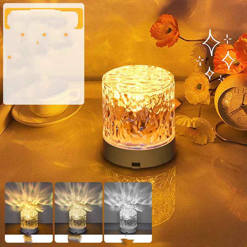 Water Ripple Crystal Atmosphere Lamp | Acrylic | USB Rechargeable | Touch & Remote Control | RGB 16-Colour & Tricolor | Bedroom, Dining & Outdoor