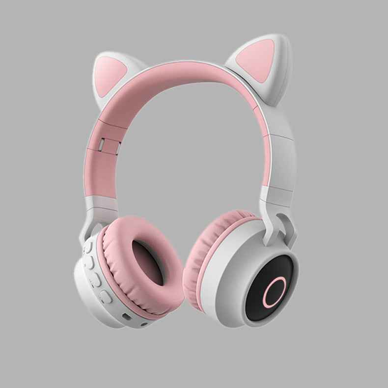 Cat Ear Bluetooth Headphones for Kids – LED Light, Foldable, Wireless & Wired, SD Card