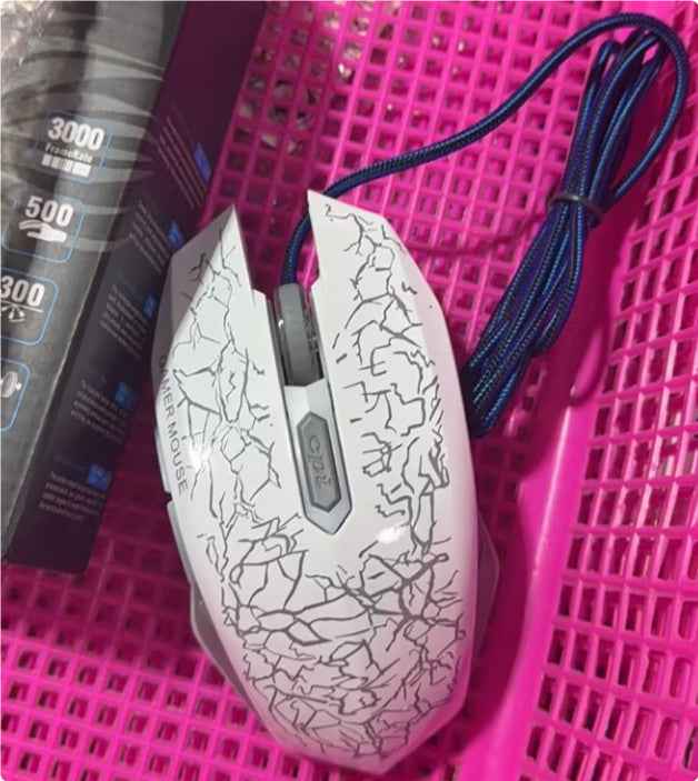 Wired USB Gaming Mouse | 2400 DPI | 4-Gear Adjustable | 6 Buttons | 4-Way Scroll | Ergonomic | 1.45m Cable | Black & White