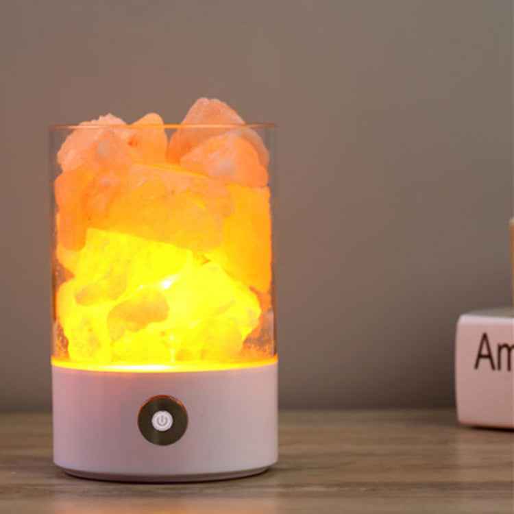 Himalayan Crystal Salt LED Lamp | USB | 5-Colour LED | Touch Control | Round & Square | Black & White