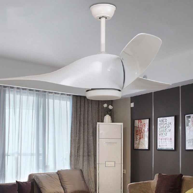 52-Inch Wooden Blade Acrylic LED Ceiling Fan | 6-Speed Remote, Tricolor Dimming, 220V, 3C Certified, Brown & White