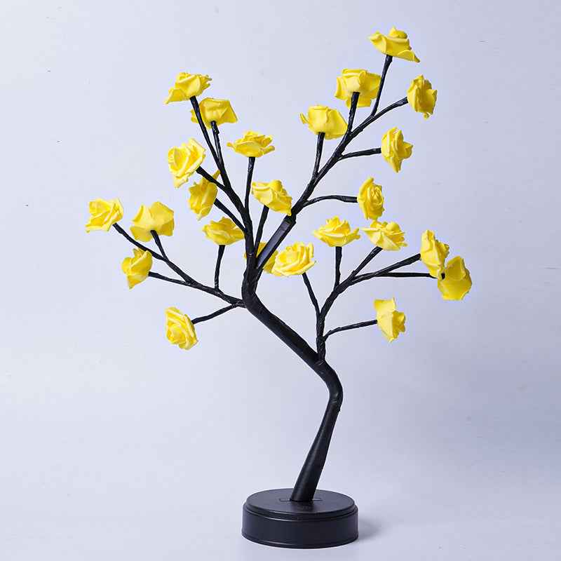 3D LED Rose Flower Tree Table Lamp – USB | 10 Colours | Bendable | Bedroom & Valentine's Gift