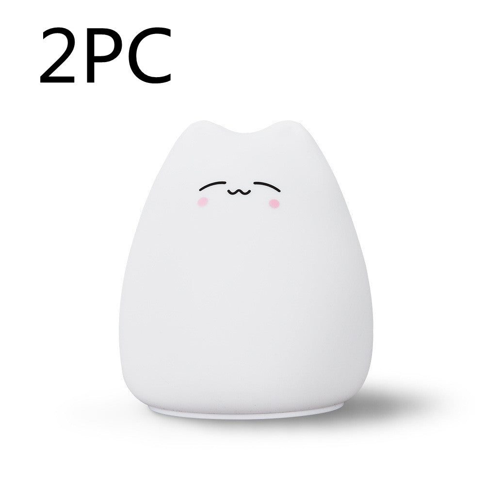 Cat-Shaped Silicone LED Night Light | Touch Sensor | 7-Colour Changing | 15hr Battery | USB & Battery | Kids, Bedroom & Gifting