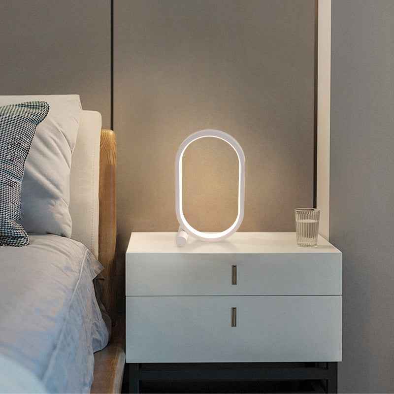 USB Oval Acrylic LED Desk Lamp | 3-Colour RGB, Dimmable, Touch & Remote Control | Black & White
