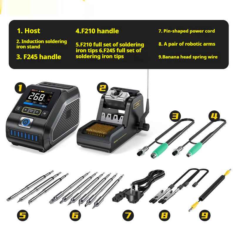 Intelligent Constant Temperature Soldering Station | 110-250V, F210/F245 Tips, Multi-Head, US/EU/CN Plug