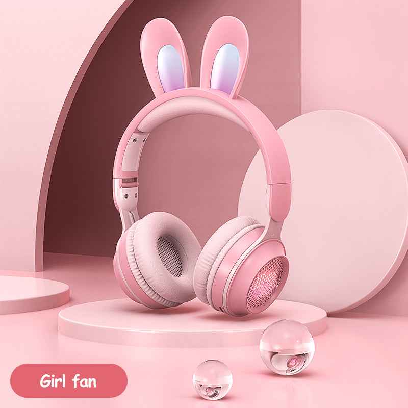 RGB Bunny Ear Kids Bluetooth Headphones – Wireless, Foldable, with Mic