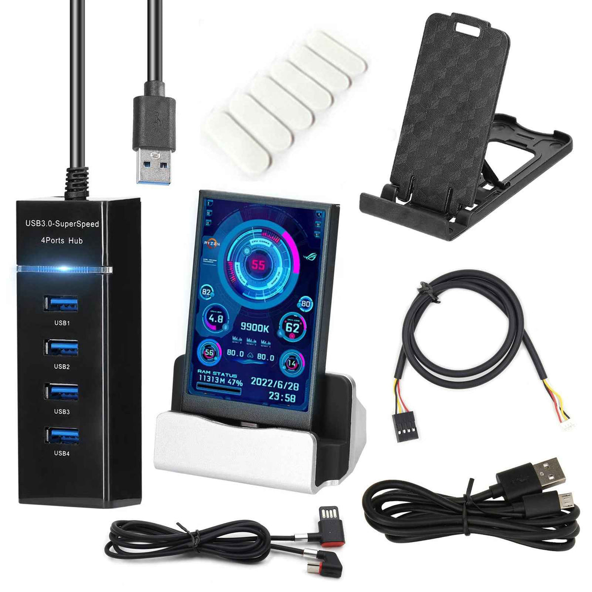 3.5" USB IPS Secondary Monitor | PC Chassis Screen | Date Display | Type-C | IPS Full View