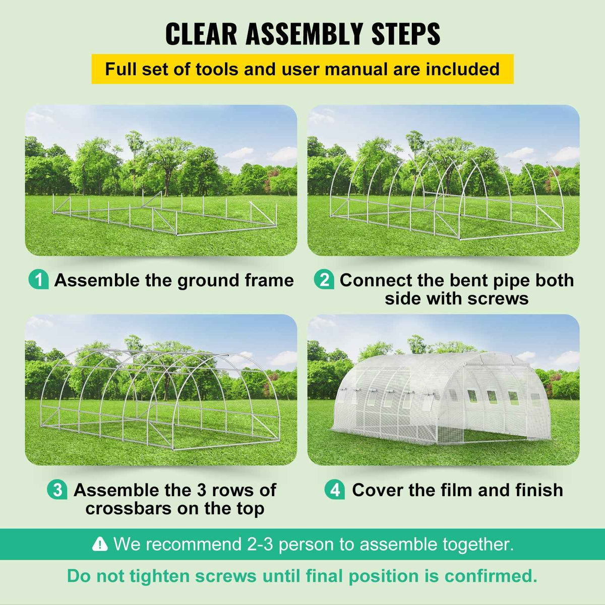 VEVOR 20'×10'×7' Walk-In Tunnel Greenhouse | Galvanized Steel, 12 Vents, 2 Doors | SUNSHINE EMPIRE