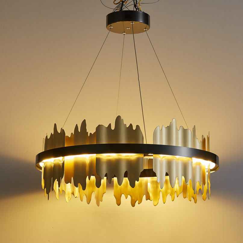 Postmodern Italian Minimalist Organic Glass LED Pendant Chandelier | D60 & D80, 2m Adjustable, Black & Gold, 220V