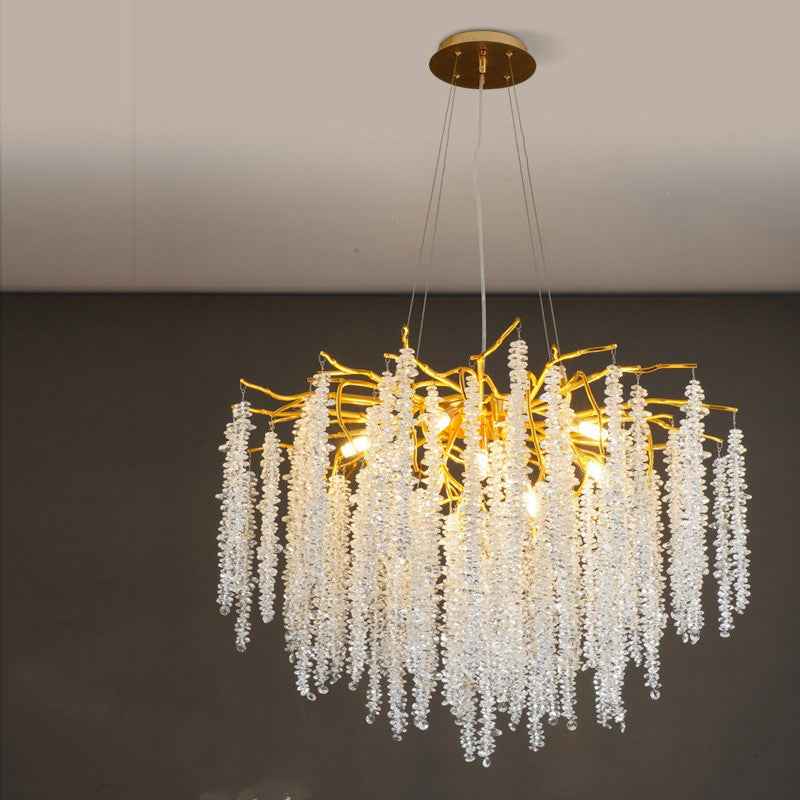 Light Luxury Aluminium Crystal LED Chandelier | Round & Long, 6 Sizes 60–150cm, 50cm Adjustable, 111–240V