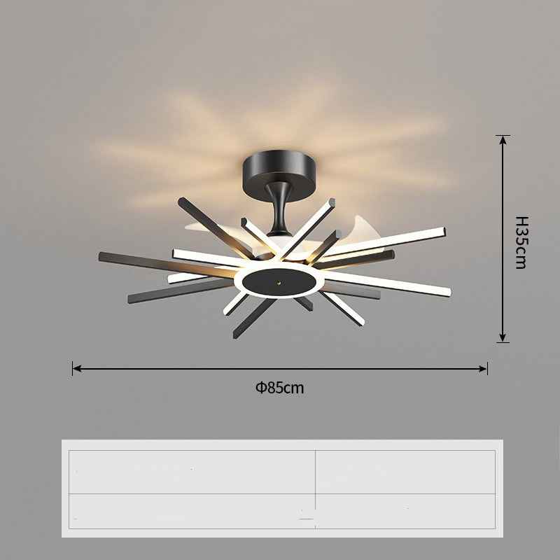 Nordic Light Luxury Iron LED Ceiling Fan Lamp | 3 Sizes 63–100cm, Black & Black Gold, Living Room & Bedroom