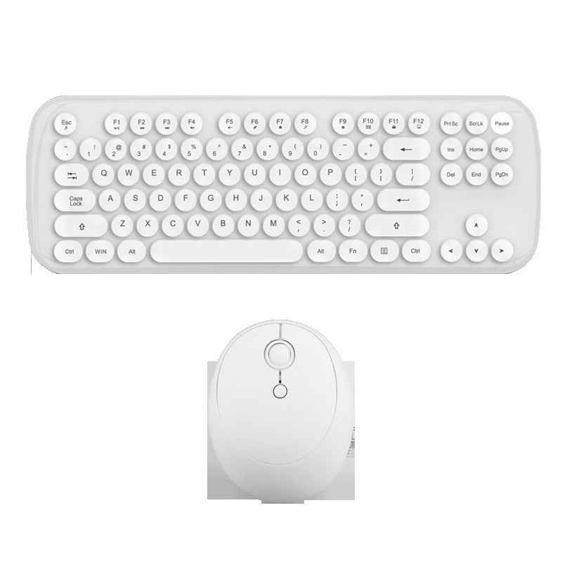 Retro Wireless Keyboard & Mouse Set | 2000 DPI | Waterproof | Plug & Play | Pastel | Blue, Pink & White