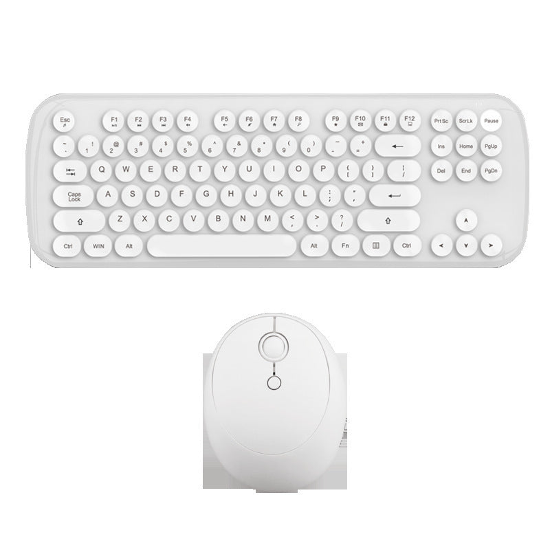 Retro Wireless Keyboard & Mouse Set | 2000 DPI | Waterproof | Plug & Play | Pastel | Blue, Pink & White