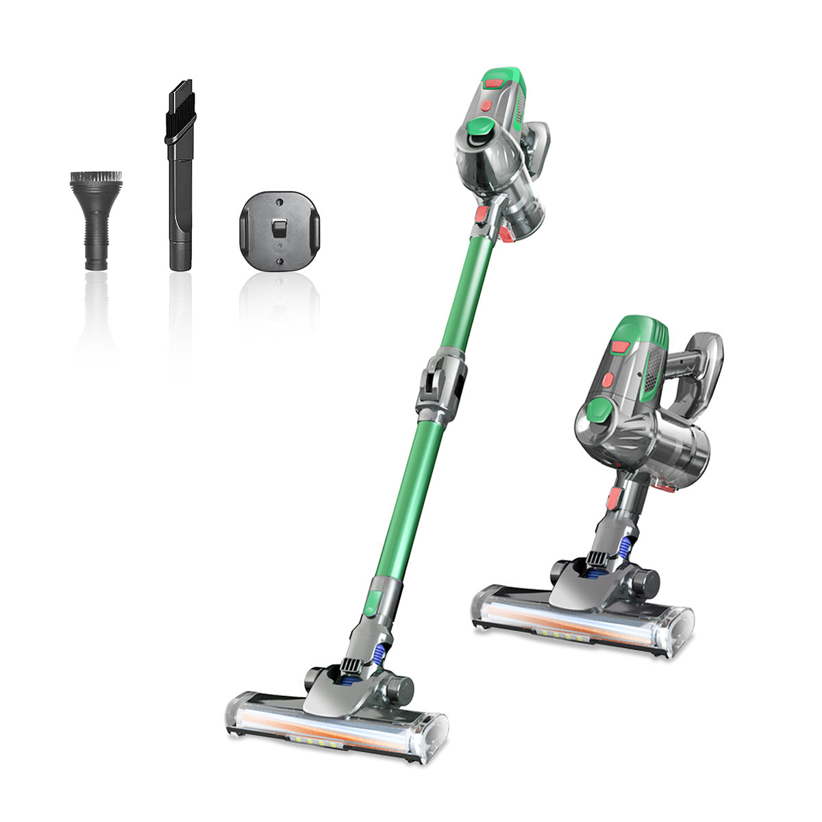 Cordless Handheld Vacuum Cleaner | 150W Dual Motor | 9KPa | HEPA | Mite Removal | Pet Hair | Foldable | Green