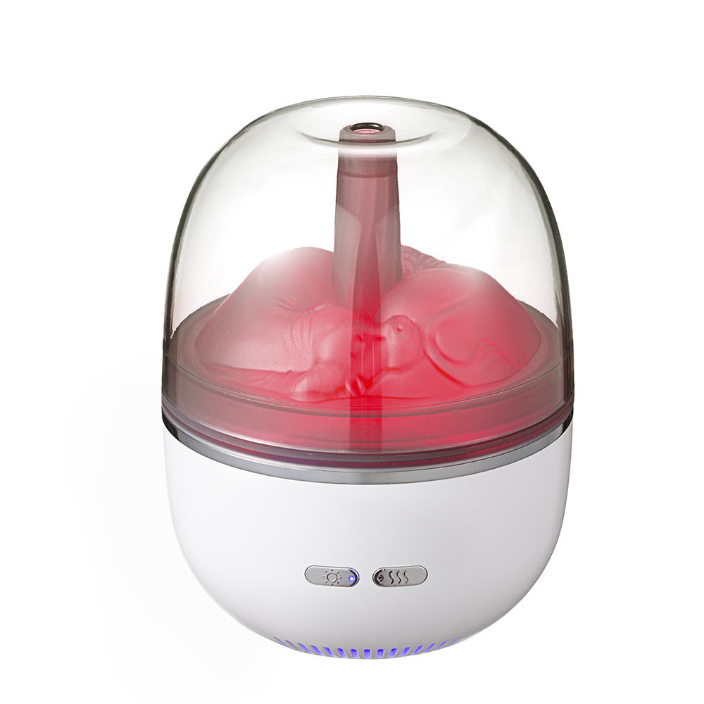 Creative Ultrasonic Aromatherapy Humidifier | Colourful Gradient Light | Nanometre Fog | 8hr Timer | USB | 120×120×151mm | Green & White