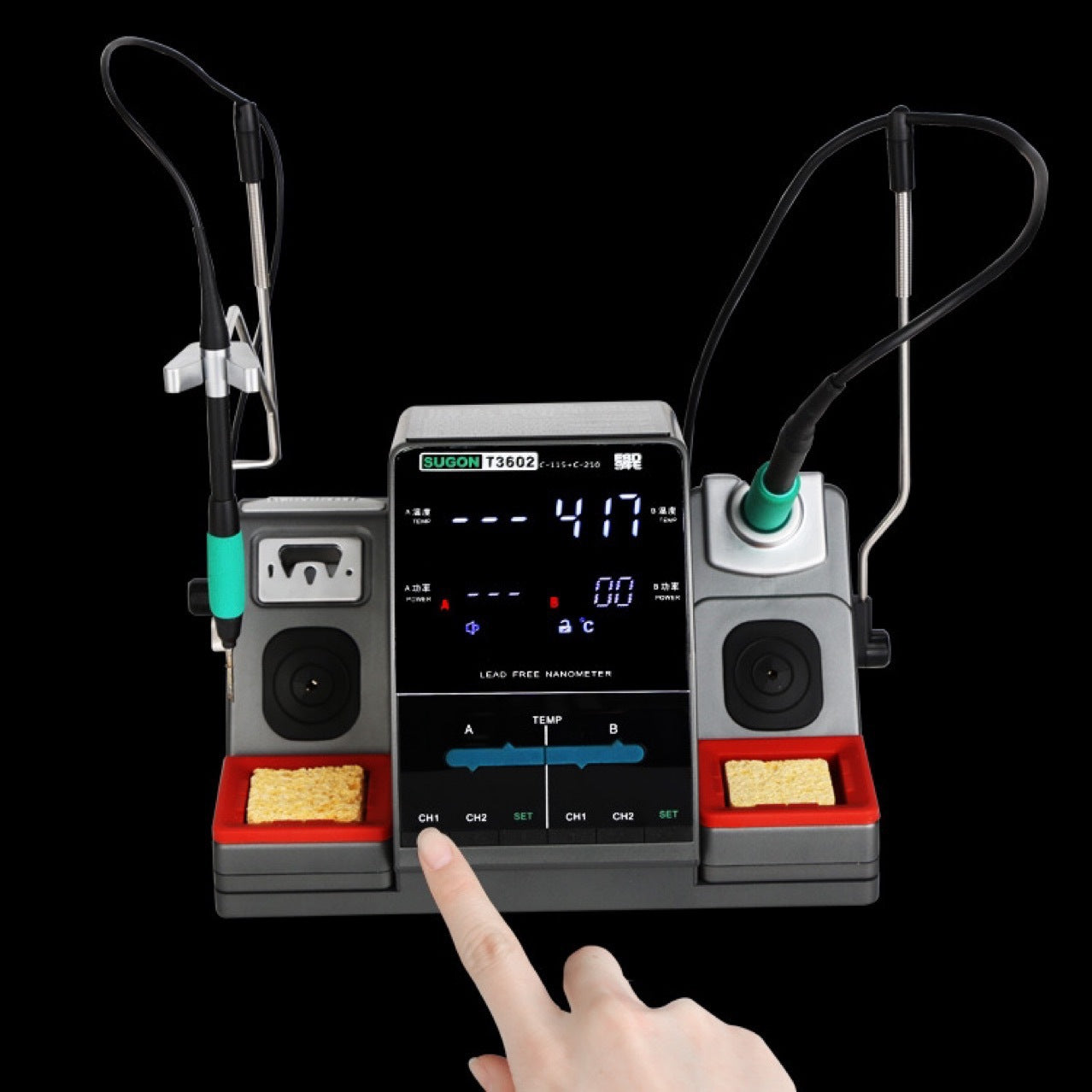 Speed Worker T3602 2-in-1 Hot Air & Soldering Station | 0-400°C, Digital Display, 220V, EU/US Plug