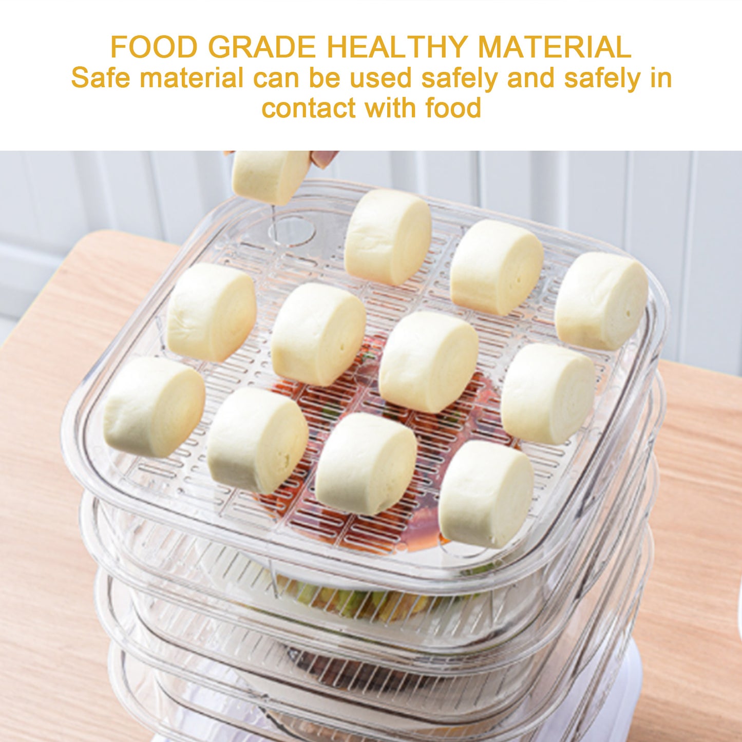 Multi-Layer Stackable Insulated Dish Cover | Temperature Display | Transparent Plastic | 5 Sizes | Green & White | Kitchen Food Cover | Dining Table & Leftover Storage