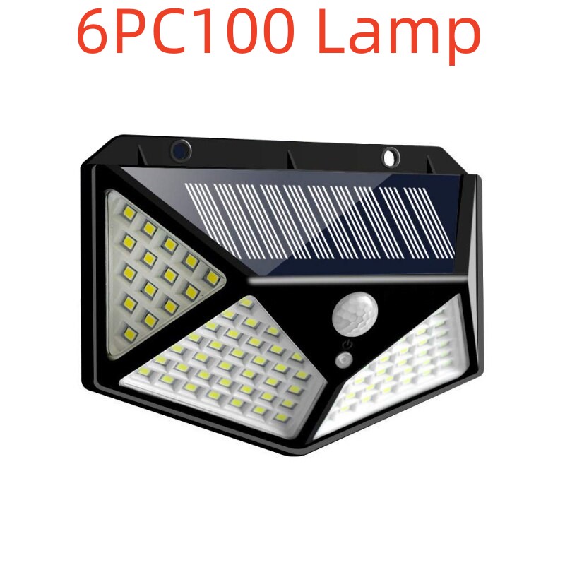 100-LED Solar PIR Motion Sensor Wall Light | W-100LED | 7W | 2200mAh | 120° PIR | 8–10m | 3 Modes | 6hr Charge | PC+ABS | 1–10pc Packs | Outdoor Garden & Security