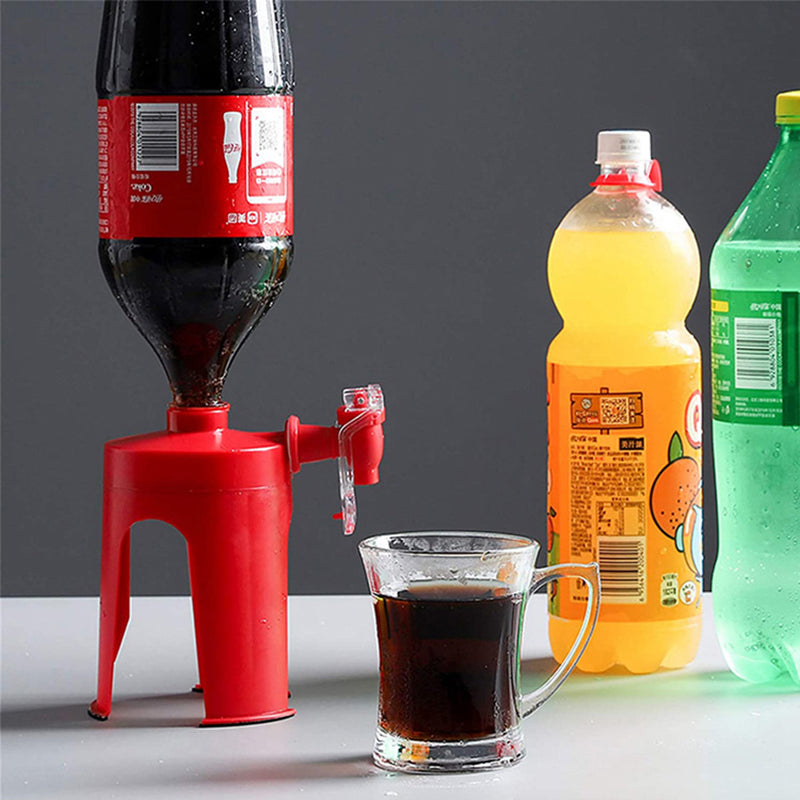 Automatic Inverted Bottle Drink Dispenser | ABS & TPR | 15cm | Hands-Free | Fits Most Bottles | No Mess | Home, Kitchen, Office & Party | Red | With & Without Gift Box