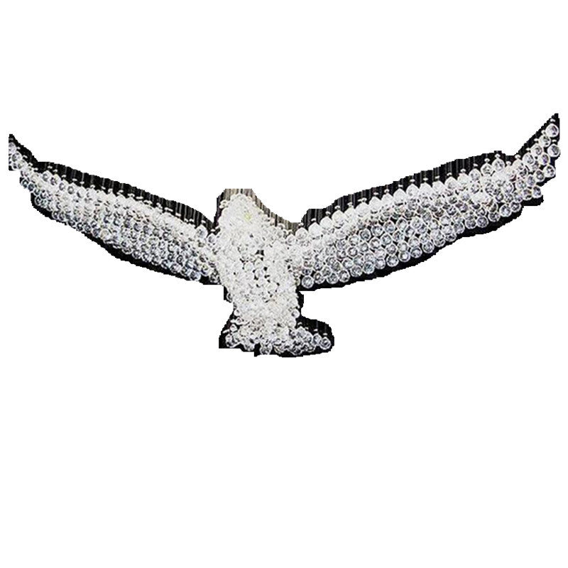 European Stainless Steel Crystal Eagle Sculpture LED Chandelier | 2 Sizes, Tricolor & Warm/Cool White, 1m Adjustable, 220V