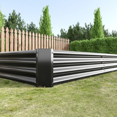 Metal Raised Garden Bed Kit | 7.6'×3.7', 27 cu.ft, Anti-Rust, Open Bottom, 10-Min Assembly, Silver