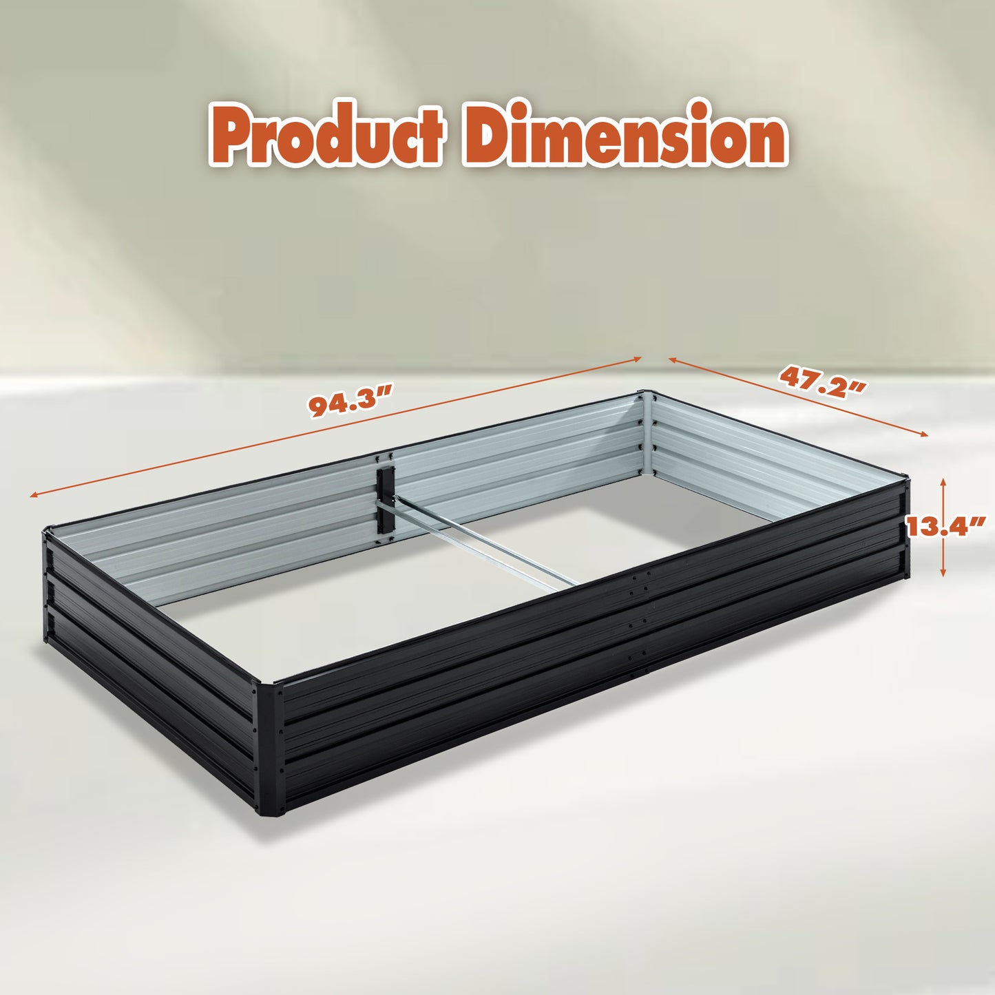 8×4×1 FT Galvanized Raised Garden Bed Kit | Bottomless, Corner Pads, Polished Edges, Vegetables & Herbs, Black