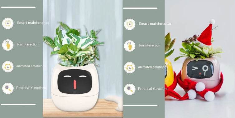Smart AI Electronic Plant Pot – 7 Sensors, 49+ Expressions & Intelligent Water Monitor