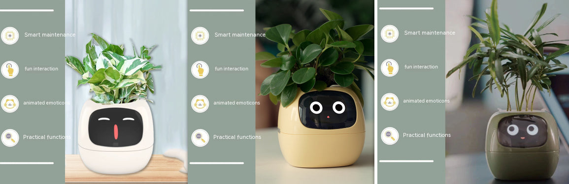 Smart AI Electronic Plant Pot – 7 Sensors, 49+ Expressions & Intelligent Water Monitor
