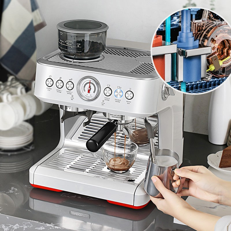 20 BAR Semi-Automatic Espresso Machine | Built-in Grinder, Steam Frother, 2200W, 2.8L, AU/EU/UK/US, White