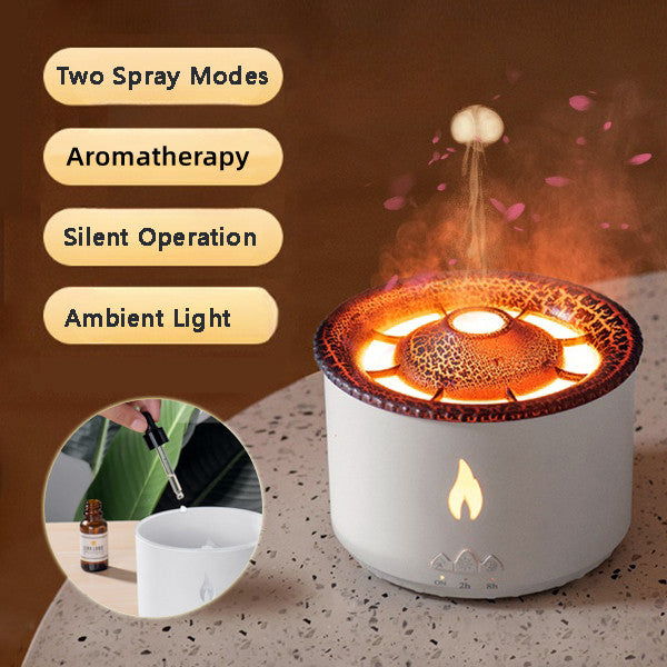 350ml Ultrasonic Flame & Jellyfish Smoke Ring Aromatherapy Humidifier Diffuser | 10W, 2/8hr Timer, AU/EU/UK/US Plug