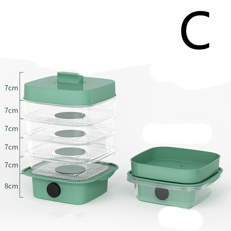 Multi-Layer Stackable Insulated Dish Cover | Temperature Display | Transparent Plastic | 5 Sizes | Green & White | Kitchen Food Cover | Dining Table & Leftover Storage