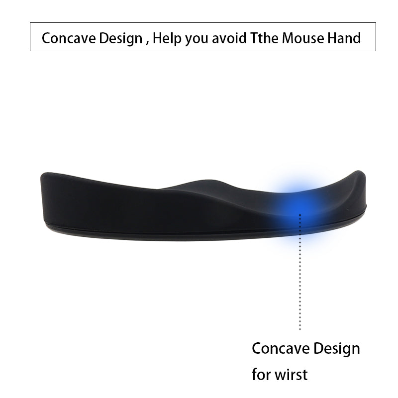 Ergonomic Silicone Mouse Wrist Rest | 3D Curved Bionic Design | Gliding Base | Non-Slip | Left & Right Hand | Single & Twin Pack | Black & Silver Gray