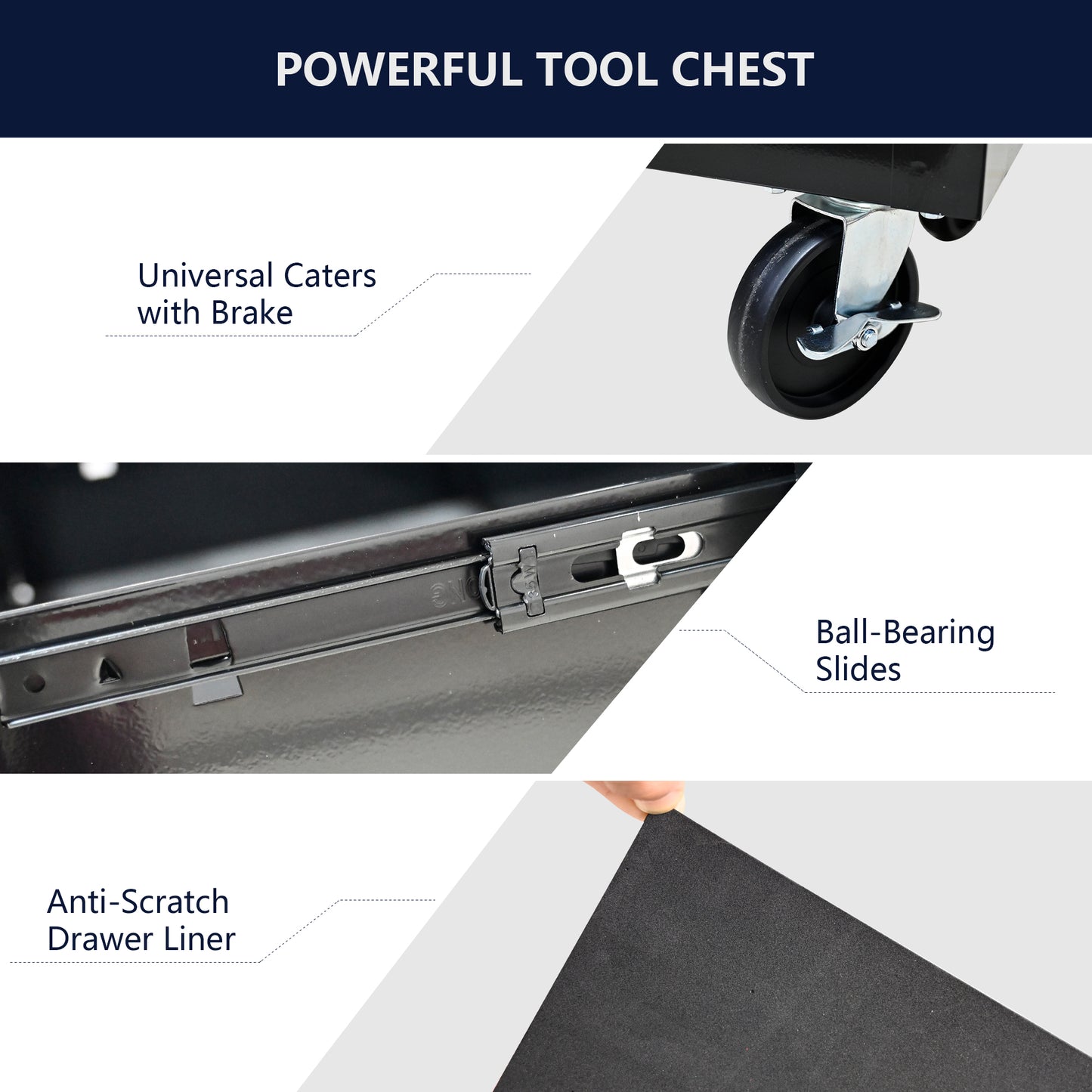 4-Drawer Multifunctional Tool Cart with Wheels | Lockable, Ball-Bearing Drawers, Powder-Coated Steel, Black