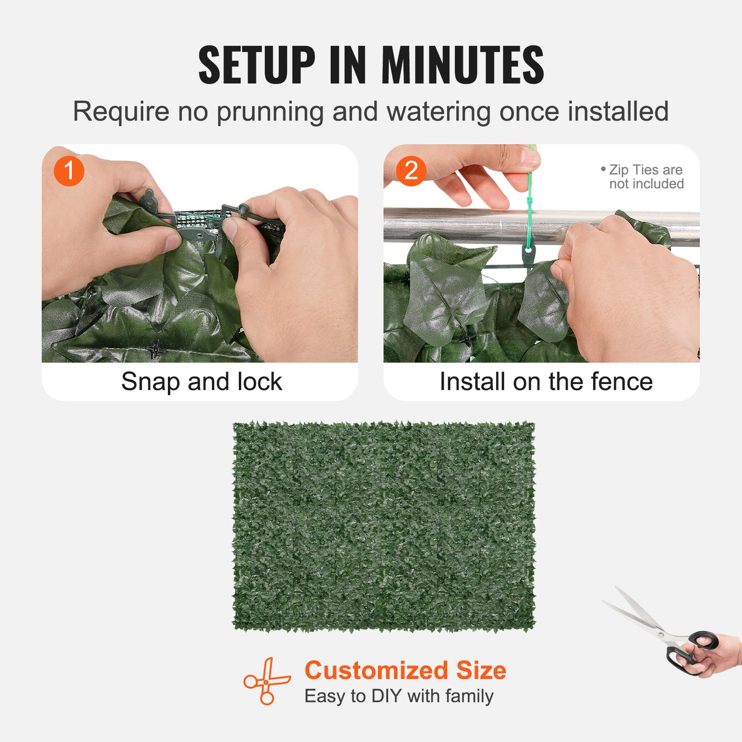 VEVOR 96×72" Artificial Ivy Privacy Fence Screen | Faux Hedge Green Wall, Mesh Backing, Garden & Balcony