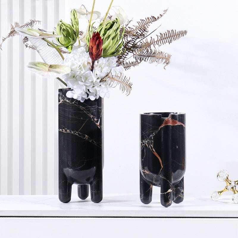 Modern Gypsum Decorative Vase | Plum Blossom, Black Gold & Cave Stone Designs, Tall & Short Styles