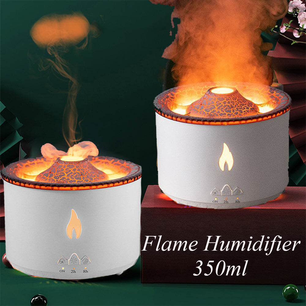 350ml Ultrasonic Flame & Jellyfish Smoke Ring Aromatherapy Humidifier Diffuser | 10W, 2/8hr Timer, AU/EU/UK/US Plug