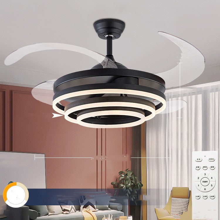 Modern Acrylic Resin LED Ceiling Fan with Remote | 6-Speed Variable Frequency, 42" & 48", Gold, Black & White, 220V