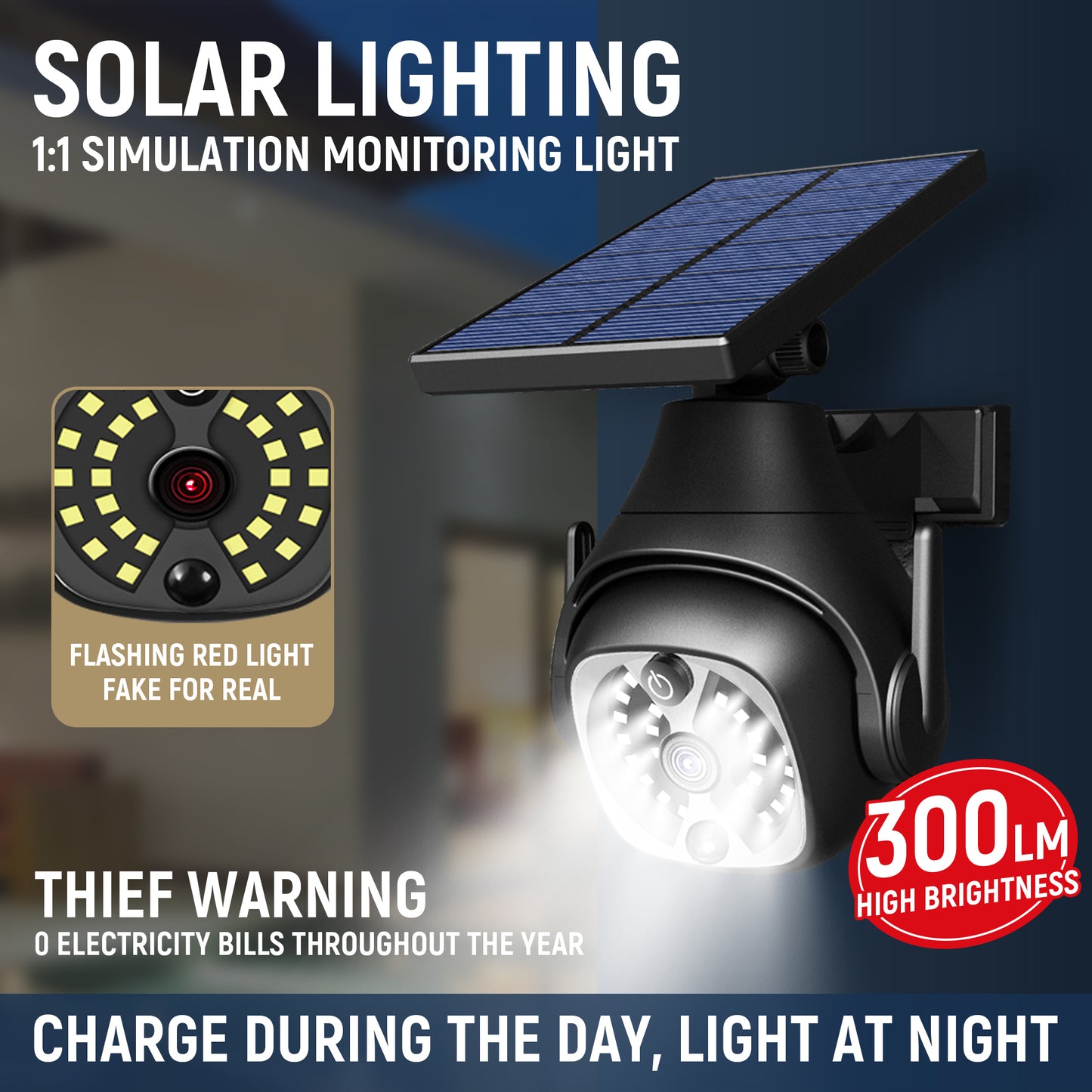 Solar PIR Motion Sensor Wall Light | 1200mAh | 120° Sensing | 6–8m Range | 30s Delay | ABS | Rotatable & Fixed Panel | Outdoor Garden & Balcony