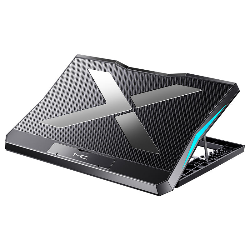 6-Fan Laptop Cooling Pad | Metal Mesh Surface | Adjustable Angle | Dual USB Ports | Anti-Slip Baffle | 368×273mm | USB Powered | Black