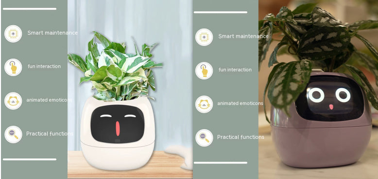 Smart AI Electronic Plant Pot – 7 Sensors, 49+ Expressions & Intelligent Water Monitor
