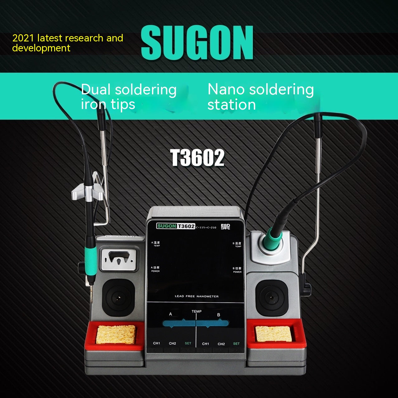 Speed Worker T3602 2-in-1 Hot Air & Soldering Station | 0-400°C, Digital Display, 220V, EU/US Plug