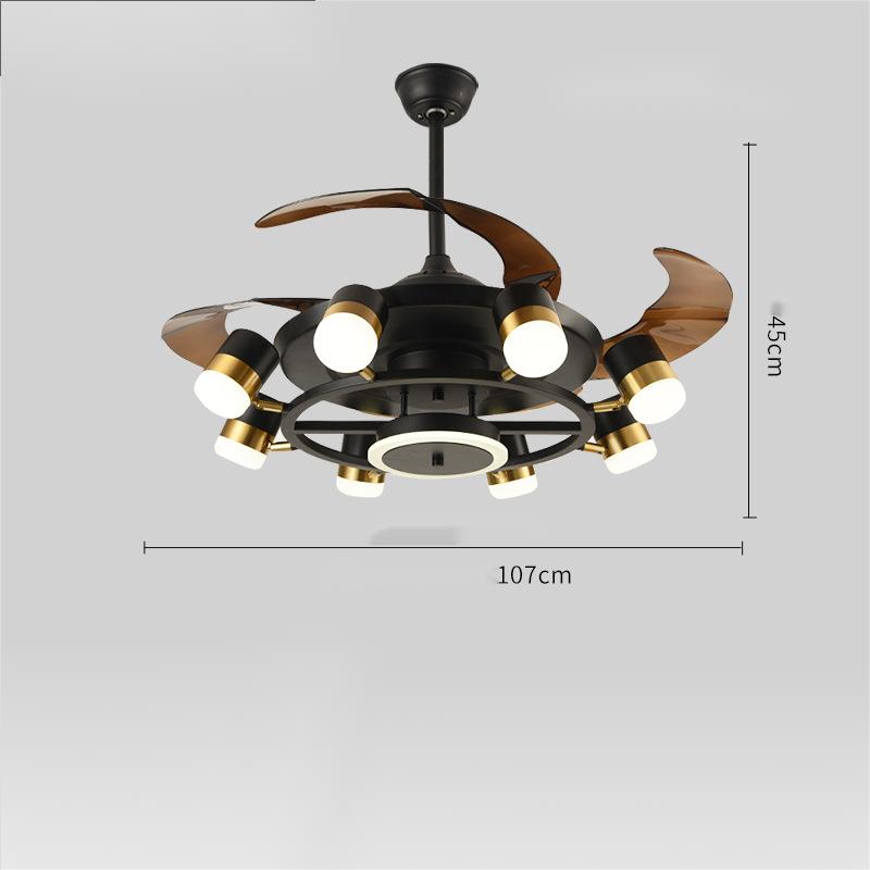 72" All-Copper Motor 8-Head LED Ceiling Fan Chandelier | Tricolor 72W+12W, Remote & Wall Switch, Black & White