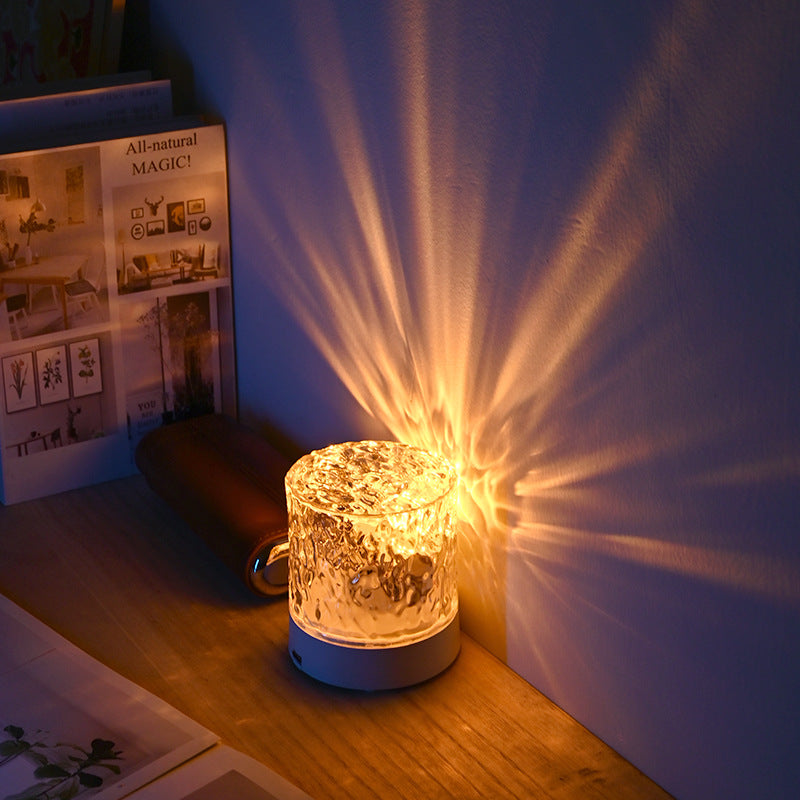 Water Ripple Crystal Atmosphere Lamp | Acrylic | USB Rechargeable | Touch & Remote Control | 40,000hr LED | Dynamic Ripple Projection | RGB 16-Colour & Tricolor | Bedroom, Dining & Outdoor