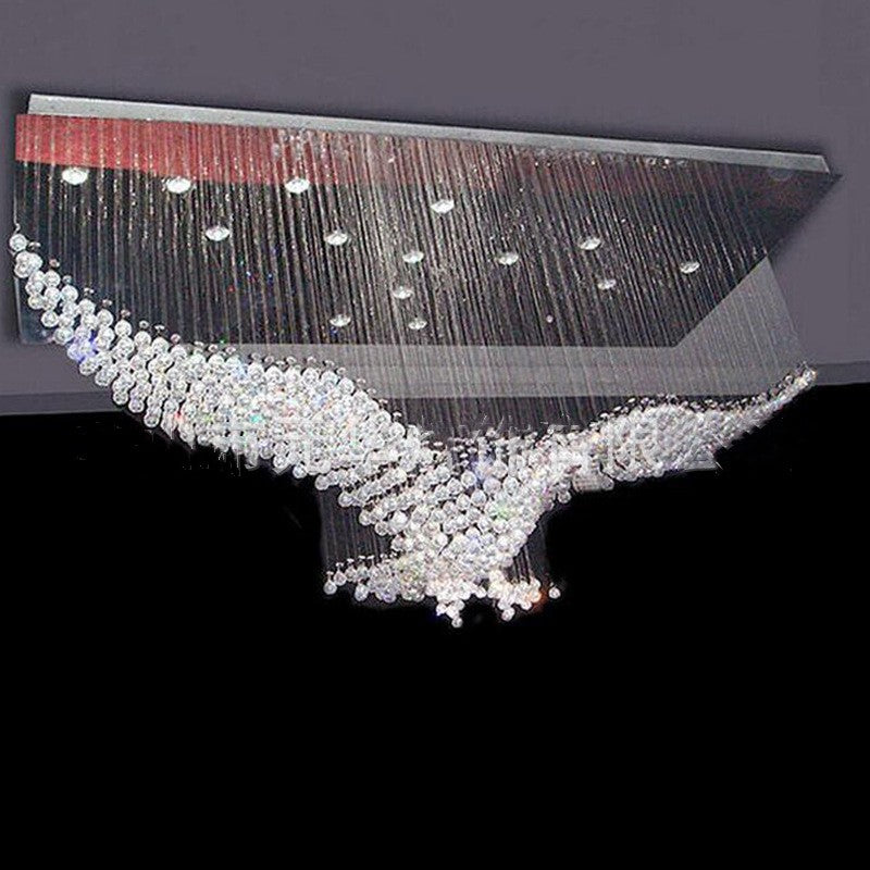 European Stainless Steel Crystal Eagle Sculpture LED Chandelier | 2 Sizes, Tricolor & Warm/Cool White, 1m Adjustable, 220V
