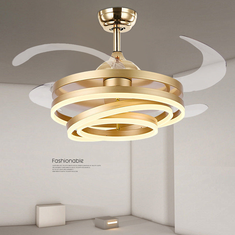 Modern Acrylic Resin LED Ceiling Fan with Remote | 6-Speed Variable Frequency, 42" & 48", Gold, Black & White, 220V