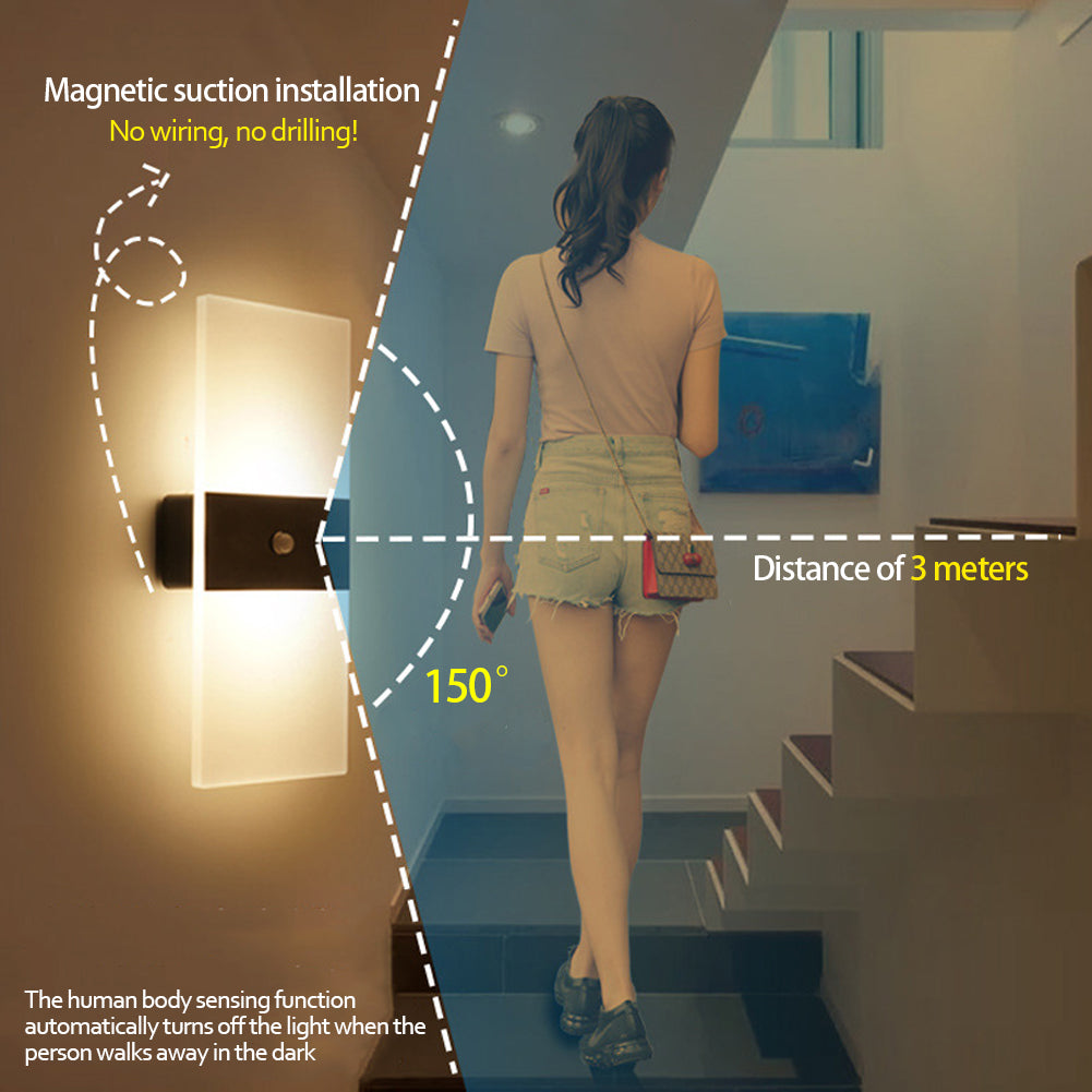 Rechargeable LED Wall Lamp | USB | 2000mAh | 3W & 6W | 3000K & 6500K | Acrylic Shade | 14×6cm, 22×11cm & 29×11cm | Black & White | Cabinet, Bedroom & Hallway Light