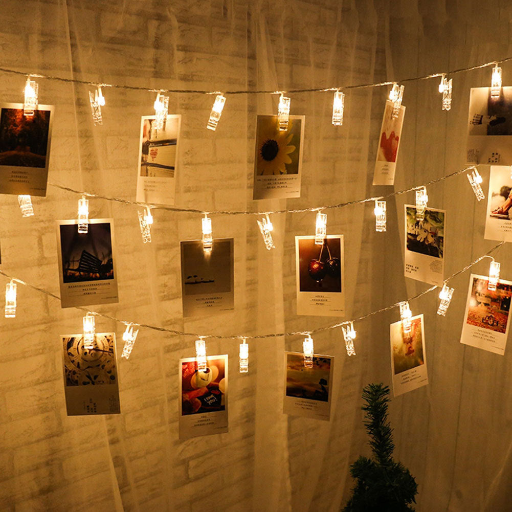 LED Photo Holder String Lights | Battery Powered | Warm White & Colorful | 100cm to 600cm | Photo Clip Fairy Lights | Bedroom, Wedding & Party Decor | Wall & Window Display
